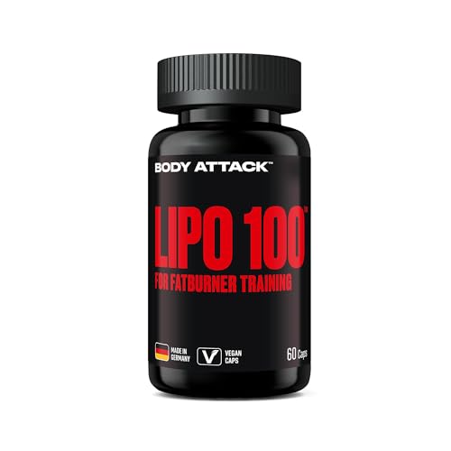 Body Attack LIPO 100-60 Kapseln - Mit Lipocholine®, 200 mg Koffein, Ginseng & Grüner Tee Extrakt - Zusätzliche B-Vitamine und Zink - Für Fatburner-Training & Diät - Made in Germany