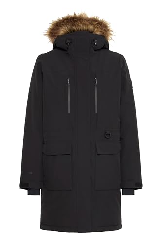 NORTH BEND NBBree Damen Parka Winterjacke Mantel Jacke winddicht wärmend wasserdicht atmungsaktiv Kinnschutz verstellbarer Saum Kapuze Reißverschlusstaschen, Größe:40, Farbe:Black (1001)