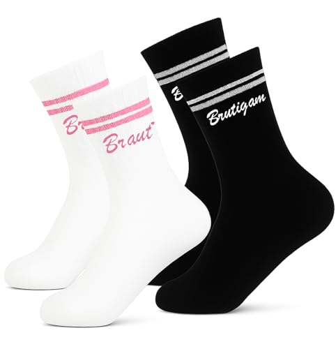 Scinzene 2 Paar Hochzeitsgeschenke Für Brautpaar Socken, Geschenk Hochzeit Socken, Für Bräutegam Und Braut, Hochzeitsgeschenk, Geschenke Zur Hochzeit