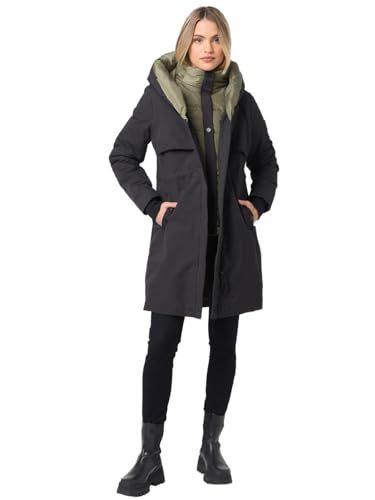 Navahoo Winterjacke Damen Designer Winter Jacke lang Mantel mit hohem Kragen B970 [B970-Snowel-Schwarz-Gr.S]