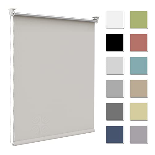 Verdunkelungsrollo Verdunklungsrollo ohne Bohren & mit Bohren,Rollo Verdunkelung Creme 45x130cm(Stoffbreite 40cm) für Fenster innen Wandmontage,Deckenmontage Fensterrollo Seitenzugrollo Klemmrollo