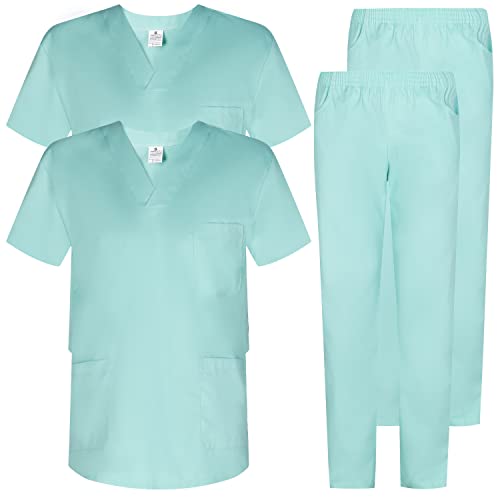MISEMIYA - Pack * 2 Pcs - Unisex-Schrubb-Set - Medizinische Uniform mit Oberteil und Hose ref.2-8178 - Medium, Türkis