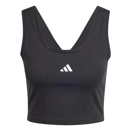 Adidas Women's Essentials SMALL Logo Cotton Lifestyle Tank, Black/White, L