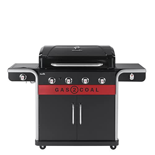 Char-Broil Gasgrill Gas2Coal 2.0 440 - 4 Brenner Hybridgrill, 2 Patentierte Holzkohleschalen, 2 Große Türen - Ideal für draußen, Garten, Terrasse