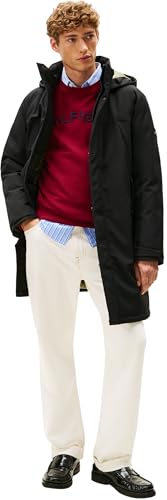 Tommy Hilfiger Herren Mantel Tech Padded Parka mit Kapuze, Schwarz (Black), L