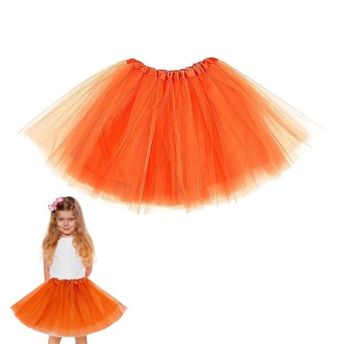 OIXYEY 1 Stück Tüllrock Orange Damen, Damen 80Er Puffy Tüllrock, Karneval Tütü Damen Tüll Petticoat (Orange,C)