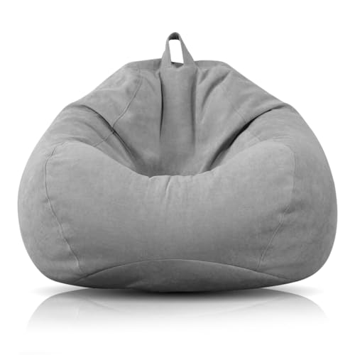 Sitzsack für Kinder und Erwachsene, 100 x 120 cm Sitzsack für Erwachsene, Großer Gaming sitzsack XL Bean Bag Chair, nur Bezug Keine Füllung Sitzsackstuhl für Indoor & Outdoor Wohnzimme (Dunkelgrau)