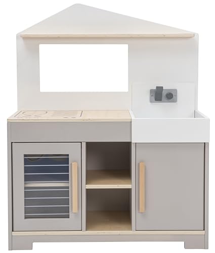 Betzold Kinder-Küche mit Kiosk-Funktion - Spielküche aus Holz Preisliste Tafel, ab 2 Jahren