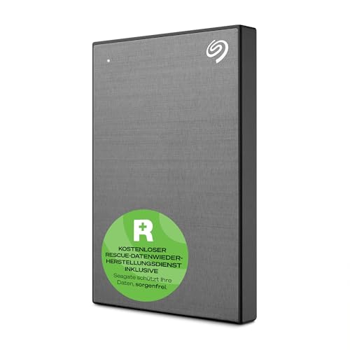 Seagate One Touch 2TB tragbare externe Festplatte, Hardwareverschlüsselung mit Kennwortzugriff, PC, Notebook & Mac, Xbox One & Series, PS4, PS5, USB 3.0, Space Gray, Rescue Service, STKY2000404