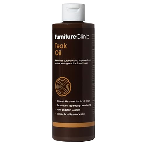 Furniture Clinic -Teaköl für den Außenbereich schützt Gartenmöbel – verhindert Austrocknen und Verschlechterung – schnell trocknend – natürliches mattes Finish – 500 ml