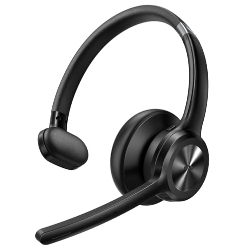 TECKNET Bluetooth Headset mit Mikrofon, Kabelloses Headset mit BT5.2 Technologie, Kopfhörer Kabellos Bluetooth mit Noise Cancelling, Headset mit Mikrofon Kabellos für Büro/Fernarbeit/Callcenter