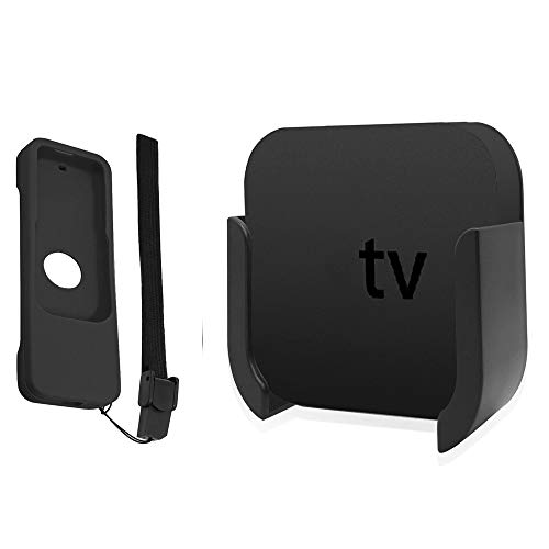 TV-Halterung für Apple TV 4. und 4. Generation der 5. Generation, Wandhalterung mit BONUS REMOTE CASE für Apple TV 4th / 4K 5th Gen. (Schwarz)