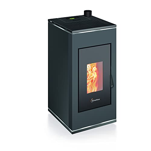 Pelletofen Bio Sofia 9.0 up - 9 kW - obere Rauchabgabe - luftdicht - A+ - Pelletlast 22 kg (Anthrazit Chrom)