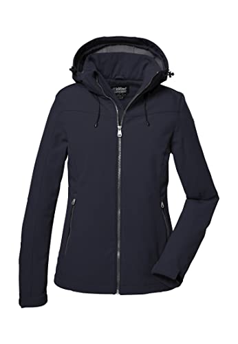 Killtec Damen Softshelljacke Softshell Jacke mit abzippbarer Kapuze Damen Softshelljacke wasserabweisend, Winddicht, atmungsaktiv 00814-dunkelnavy 46