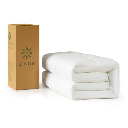 Zinus Bambus-Matratzenauflage 140x200 cm – Gesteppter, 5 cm dicker Spannbettbezug – Maschinenwaschbar und hypoallergen, White