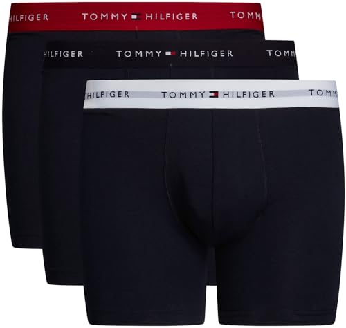 Tommy Hilfiger Herren 3er Pack Boxershorts Briefs aus Baumwolle, Mehrfarbig (Primary Red/White/Desert Sky), XL