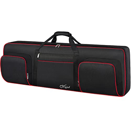 SNIGJAT Keyboard-Tasche mit 76 Tasten, weich (Innen: 127 x 45,7 x 15,5 cm), gepolsterte Klaviertasche mit Griffen und verstellbaren Schultergurten, Keyboard-Gigbag mit 3 Taschen für Notenständer,