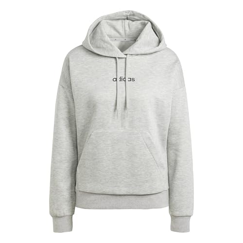 Adidas Women's Essentials LINEAR Fleece Hoodie, medium Grey Heather/Black, L