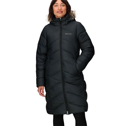 Marmot Damen Wm's Montreaux Coat, Leichte Daunenjacke, wasserdichter Daunenparka, warmer Wintermantel, regendichte Winterjacke, winddichte Funktionsjacke mit Kapuze, Black, M