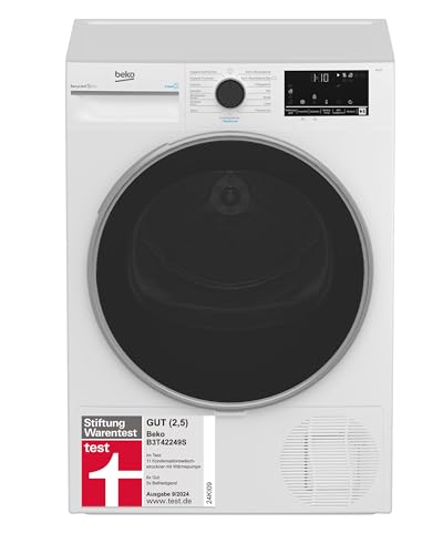 Beko B3T42249S Wärmepumpentrockner, Wäschetrockner, 8 kg, allergikergeeignet, Hygiene Trocknen & Hygiene Auffrischen, SteamCure Dampffunktion, 15 Programme, Express, Weiß