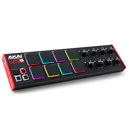 Akai Professional LPD8 - USB MIDI Pad Controller Drum Machine mit MPC Drum Pads für Mac und PC, Zuweisbaren Drehreglern und Musikproduktionssoftware