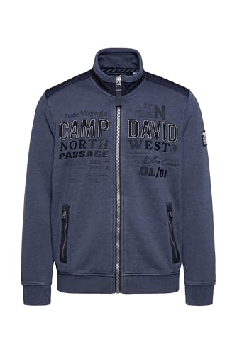 Camp David Herren Sweatjacke mit Ripstop-Details und Label-Applikationen Blue Navy, L