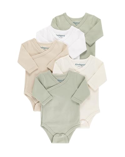 Kindsgard Wickelbody langarm „trunder“ – Beige 56 – 5er-Pack aus Jersey – 100% Bio-Baumwolle – OEKO-TEX zertifiziert – weich, atmungsaktiv & pflegeleicht – unisex Babybody