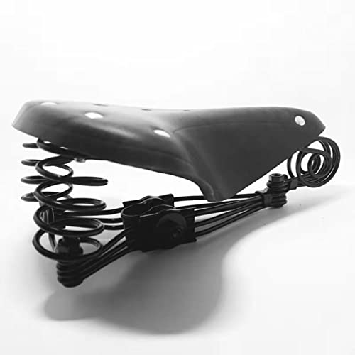 TentHome Retro Fahrradsattel Leder Sattel Fahrradsitz Vintage Classic Cityradsättel mit Schraubenfeder und Nieten Bequemer Ledersattel für Hollandrad Rennrad/Trekkingrad Mountainbike Unisex, Schwarz
