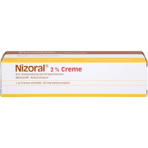 Nizoral 2 % Creme: Pilztötendes Arzneimittel zur Behandlung von Pilzerkrankungen, die durch Dermatophyten, Mikrosporien und Hefen verursacht werden. Wirkstoff Ketoconazol (2 %), 30 g