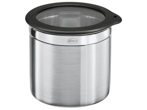 RÖSLE Dose mit Frischhaltedeckel, Hochwertige Dose zum Aufbewahren von Lebensmitteln, hygienisch und geschmacksneutral, Edelstahl 18/10, spülmaschinengeeignet, 8 cm