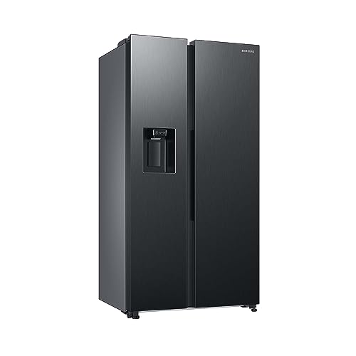 Samsung Side-by-Side-Kühlschrank mit Gefrierfach, 178 cm, 634 l Gesamtvolumen, 225 l Gefrierteil, AI Energy Mode, Wasser- und Eisspender, Frischwasseranschluss, Premium Black Steel, RS6GCG885DB1EG