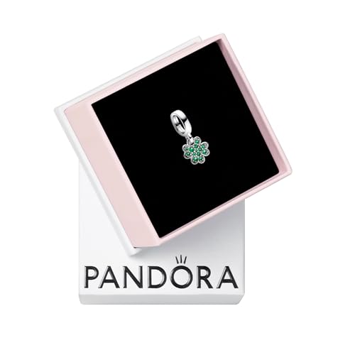 PANDORA Moments Vierblättriges Kleeblatt Charm-Anhänger aus Sterling Silber mit Kristallen, Kompatibel Moments Armbändern, 792751C01