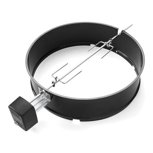 Weber Drehspieß für 57 cm Holzkohlegrills - Motorbetriebener Spieß für gleichmäßiges Grillen von Braten und Geflügel – Schwarz-Silber (7494)
