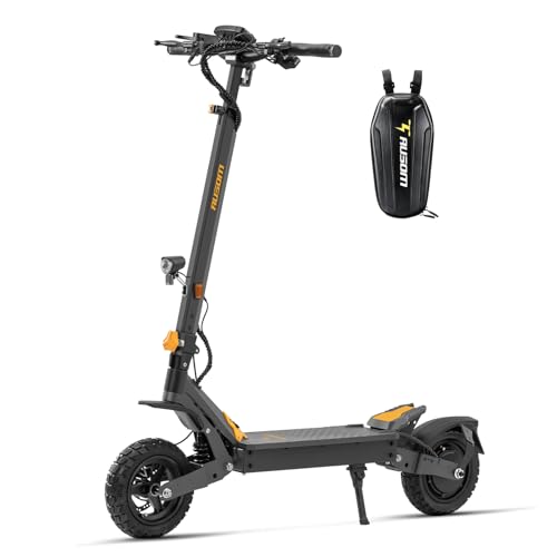 Ausom L1 E-Scooter mit Straßenzulassung (ABE), 70-90km Reichweite, 500W Motor, Max.20 km/h, Faltbarer Offroad Elektroroller für Erwachsene mit Duale Schwingarmdämpfer, Dual-Disc-Bremsen (15,6-Ah-Akku)