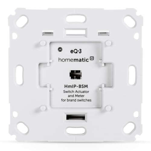 Homematic IP Smart Home Schalt-Mess-Aktor für Markenschalter, Aktor misst Strom, steuert Geräte und Leuchten per App, Alexa & Google Assistant, Energie sparen, 142720A0