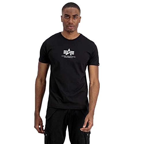 ALPHA INDUSTRIES Herren Basic T Ml T-Shirt, Schwarz, XL