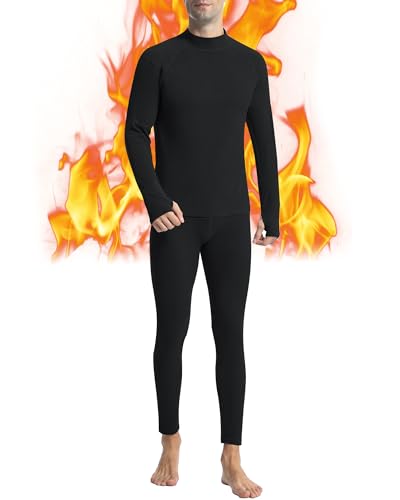 Runhit Thermounterwäsche Herren Winter Funktionsunterwäsche Thermounterhose Herren Unterhosen Lang Funktionswäsche Skiunterwäsche Thermo Unterwäsche Männer Extra Warm L