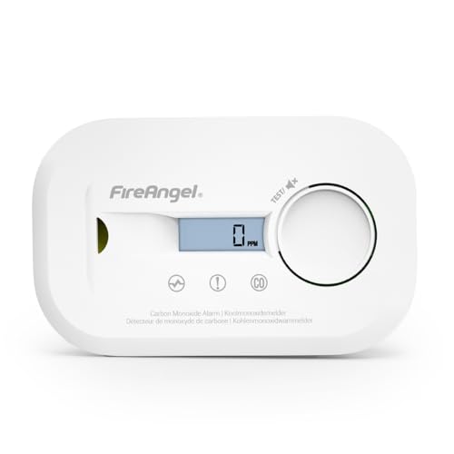 FireAngel FA6812 Kohlenmonoxid Melder, Tragbarer CO Melder mit LCD Anzeige – Mit 10-Jahres-Sensor - Für Zuhause, Reisen & Wohnwagen