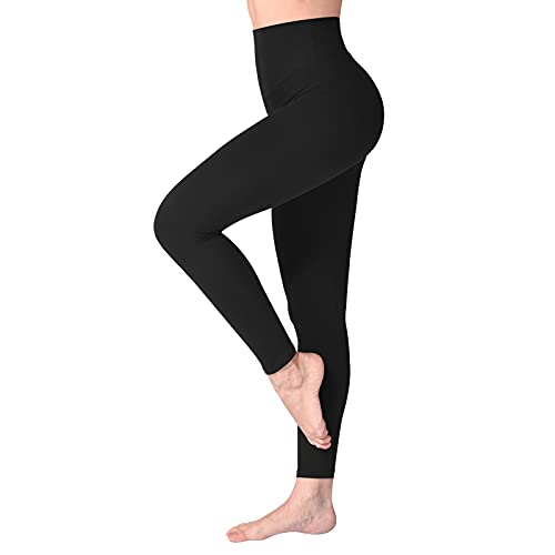 SINOPHANT Leggings Damen High Waist - Blickdicht Leggins mit Bauchkontrolle für Sport Yoga Gym(1 Schwarz,S-M)