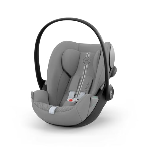 CYBEX Gold Babyschale Cloud G i-Size Plus, Inkl. Neugeboreneneinlage, Ab Geburt bis ca. 24 Monate, Für Kinder ab 40 cm bis 87 cm, Max. 13 kg, Stone Grey