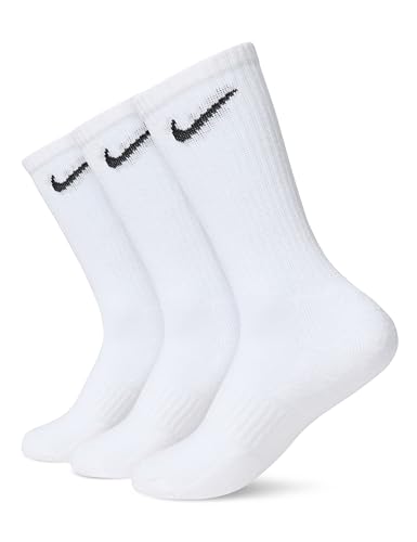 Nike Unisex Everyday Cushion (3 Pairs) Crew trainingssocken 3 Paar , Weiß / Schwarz, M EU