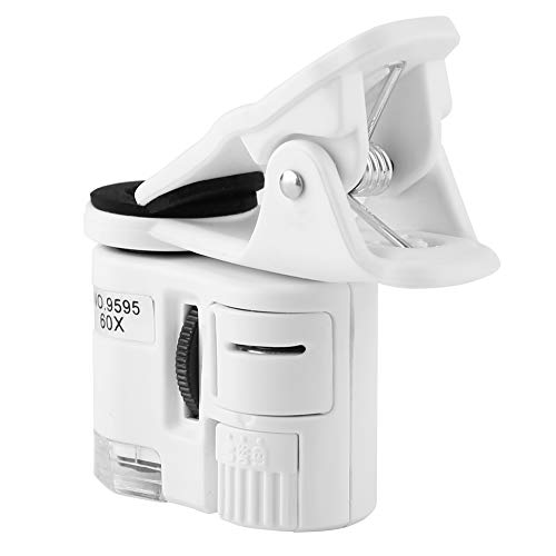 Handy Mikroskop, Mini Mikroskop Handy Lupe 60-fache LED-UV-Licht Mini-Taschenfernrohr Makro-Fotoobjektiv für Handy Professionelles Mini-Handy-Clip-Mikroskop