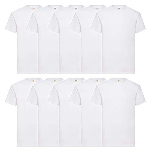 Fruit of The Loom Herren Original T. T-Shirt (10er Pack), weiß, XL