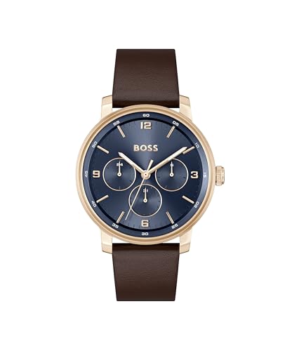 BOSS Multi Zifferblatt Quarz Uhr für Herren Kollektion Contender mit Braunes Lederarmband - 1514126