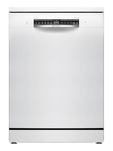 Bosch Geschirrspüler 60 cm, Freistehend, Silence Programm, VarioFlex-Körbe und VarioSchublade - Flexibilität und Komfort beim Beladen, Automatisierte Startzeit, Extra Trocknen, SMS4HVW14E, Weiß