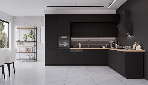 Kuechen-preisbombe Winkelküche Siena 350x290 cm Küchenzeile Eckküche Küche Schwarz matt XL Stauraum