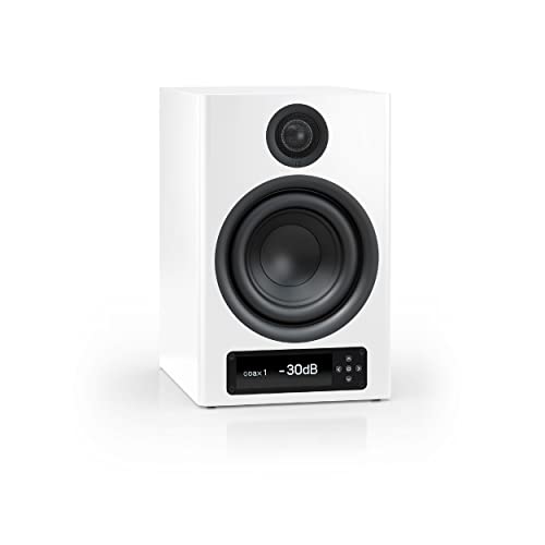 Nubert nuPro XS-4000 RC | Weißser Regallautsprecher | 1 Stück Kompaktlautsprecher | Bluetooth Lautsprecher aptX HD | Lautsprecher Verbindung kabellos High Res | Schreibtischlautsprecher für Homeoffice