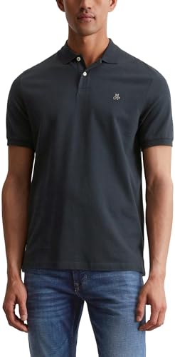 Marc O'Polo Herren Kurzarm-Poloshirt aus Bio-Baumwolle Regular Fit, Blau (Dark Navy), XS