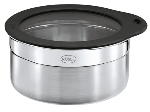 RÖSLE Dose mit Frischhaltedeckel, Hochwertige Dose zum Aufbewahren von Lebensmitteln, hygienisch und geschmacksneutral, Edelstahl 18/10, spülmaschinengeeignet, 12 cm