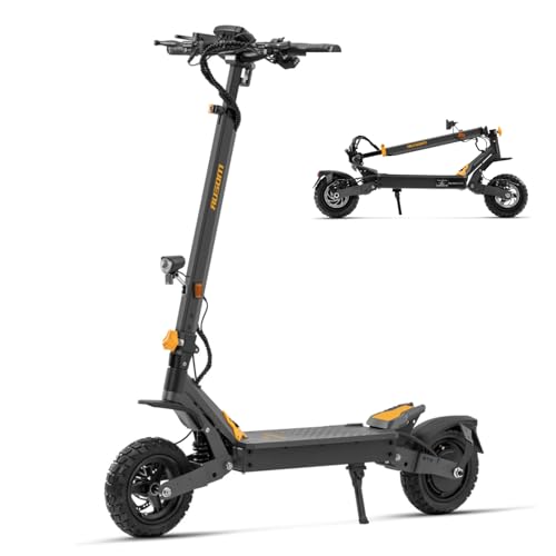 Ausom E-Scooter mit Straßenzulassung ABE, 70-115km Reichweite, 500W Motor, 48/52V 15.6-23.4Ah Akku, Mit Doppelter Stoßdämpfung, 10-Zoll-Offroad-Reifen, Faltbarer Offroad E Roller (L1 ABE 15.6Ah)
